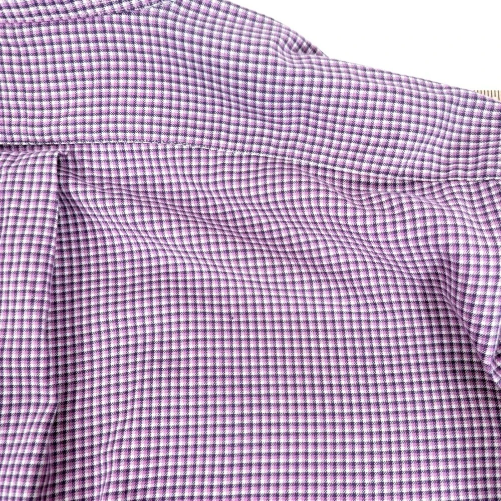 Ralph Lauren Yarmouth Shirt Purple White Micro Check Cotton 16.5‎ 34/35
